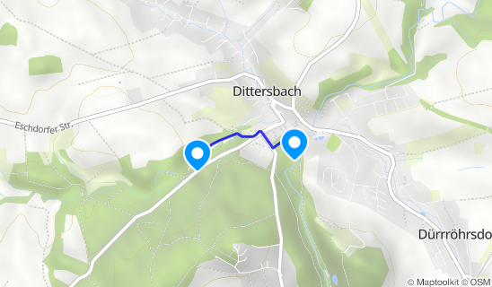Kartenausschnitt Schloss Dittersbach mit Schlosspark